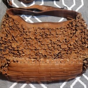 Vintage leather flowers bag